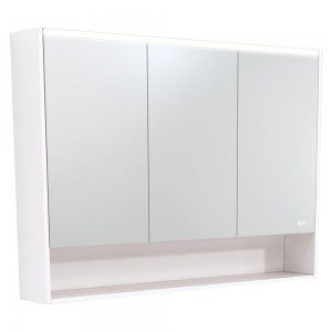 Fie LED Mirror Cabinet with Display Shelf & Gloss White Side Panels 1200